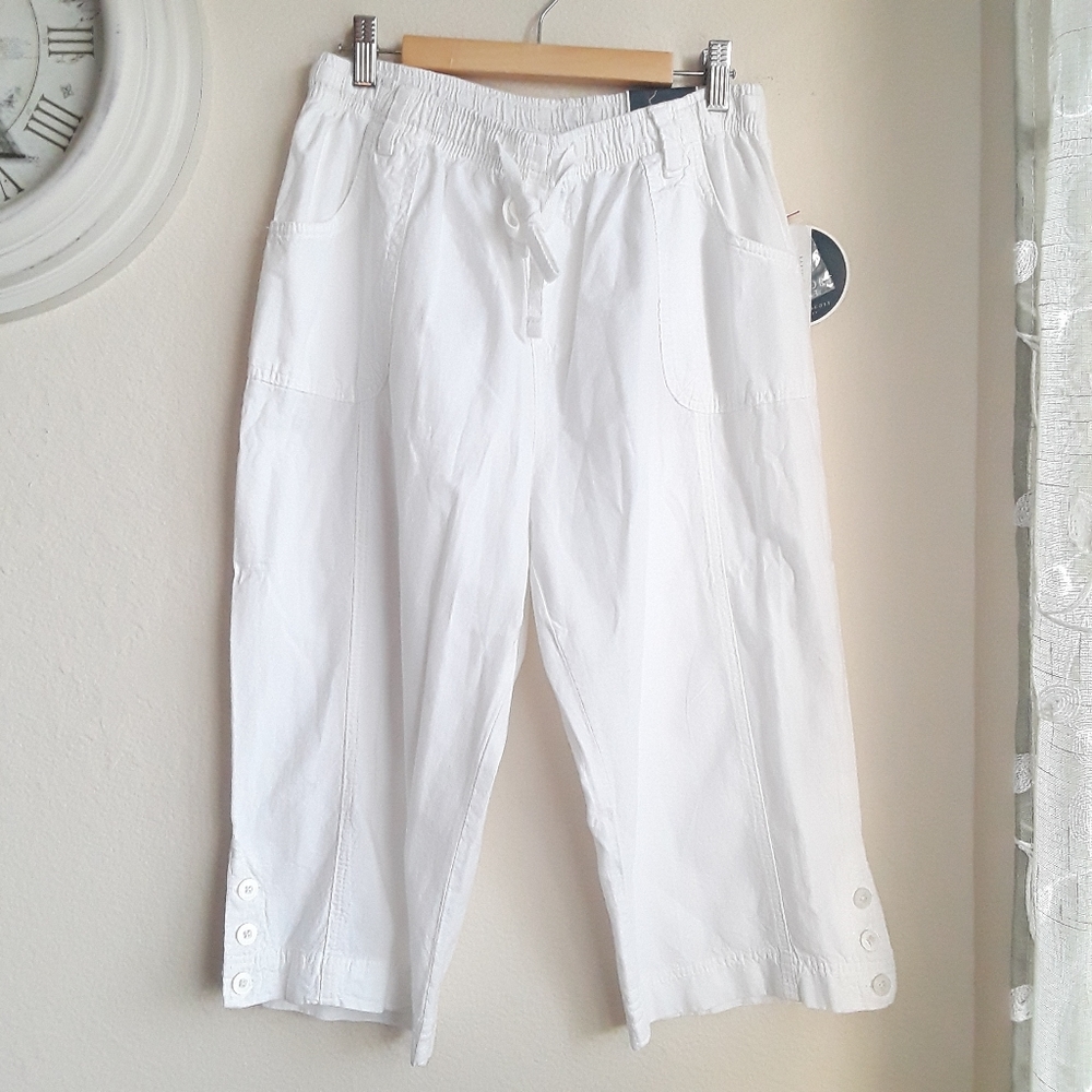 Karen scott white wide legs Capri PM